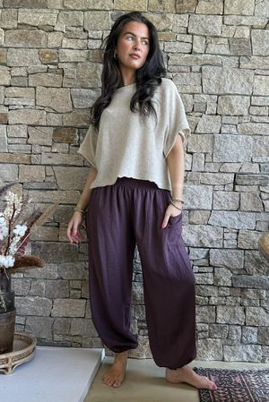 Basso Shirring Balloon Pant Deep Damson